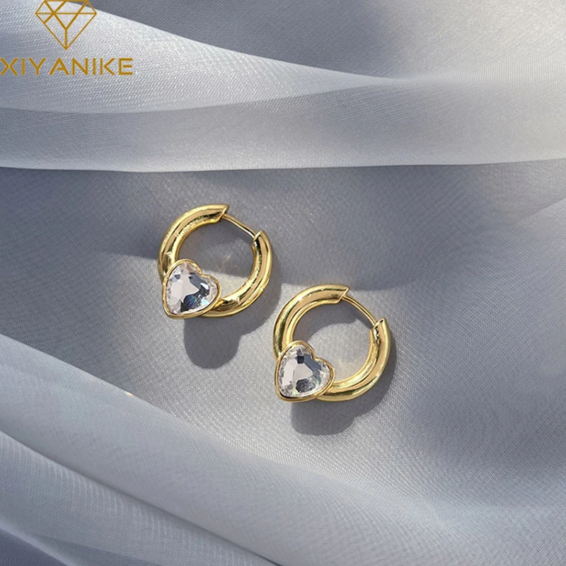 

XIYANIKE 2022 Summer Black White Heart Hoop Earrings For Women Girl Luxury New Fashion Trendy Jewelry Gift Party серьги женские