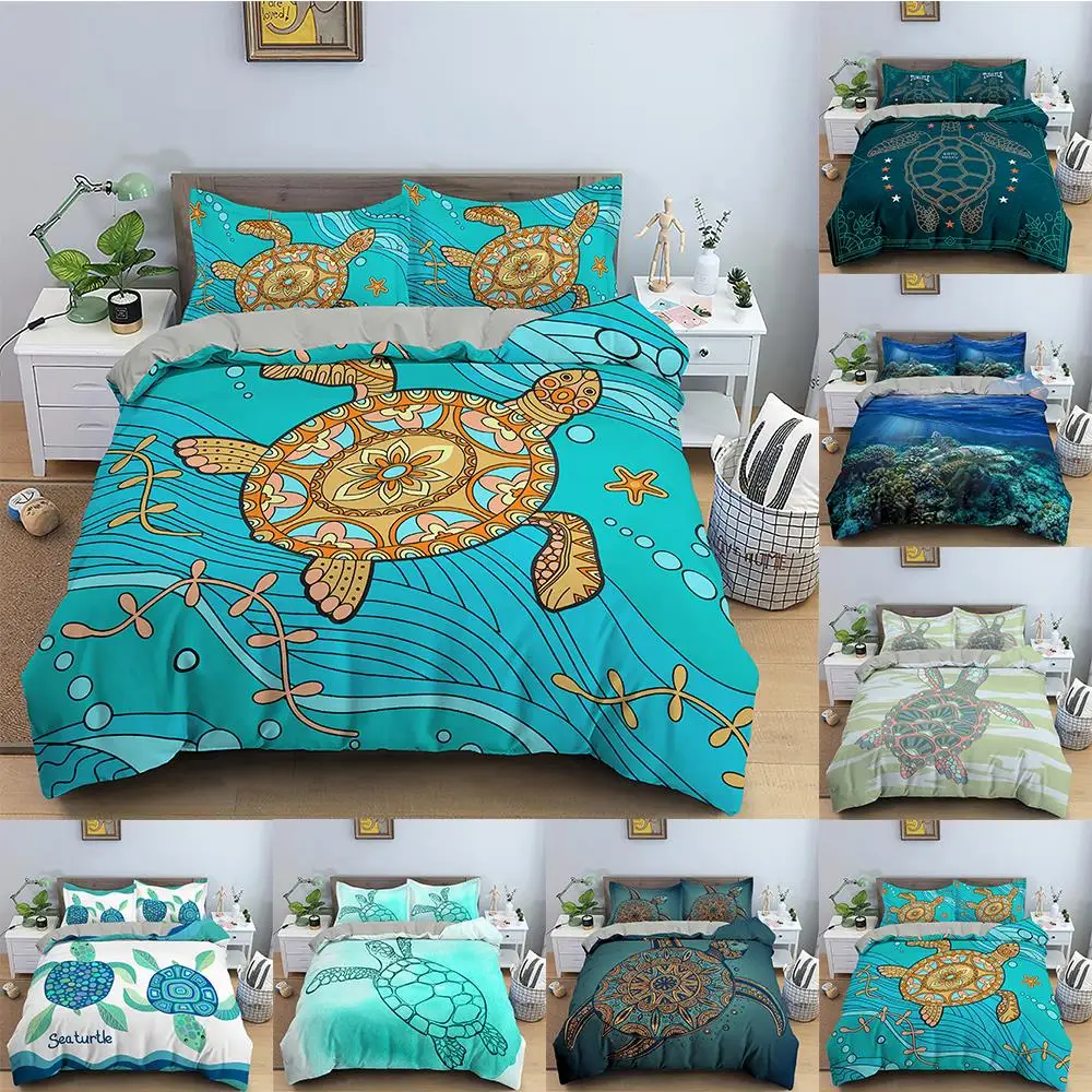 

Turtle Bedding Set Cartoon Pattern Duvet Cover 3D Print Comforter Covers Twin King ​Size Quilt Cover With Pillowcase Bedclothes