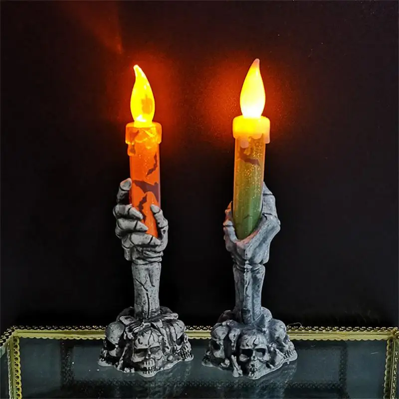 

Halloween Led Candle Light Skeleton Ghost Hand Smoke-free Light Horror Props Halloween Party Decoration Supplies Kids Toy Gift