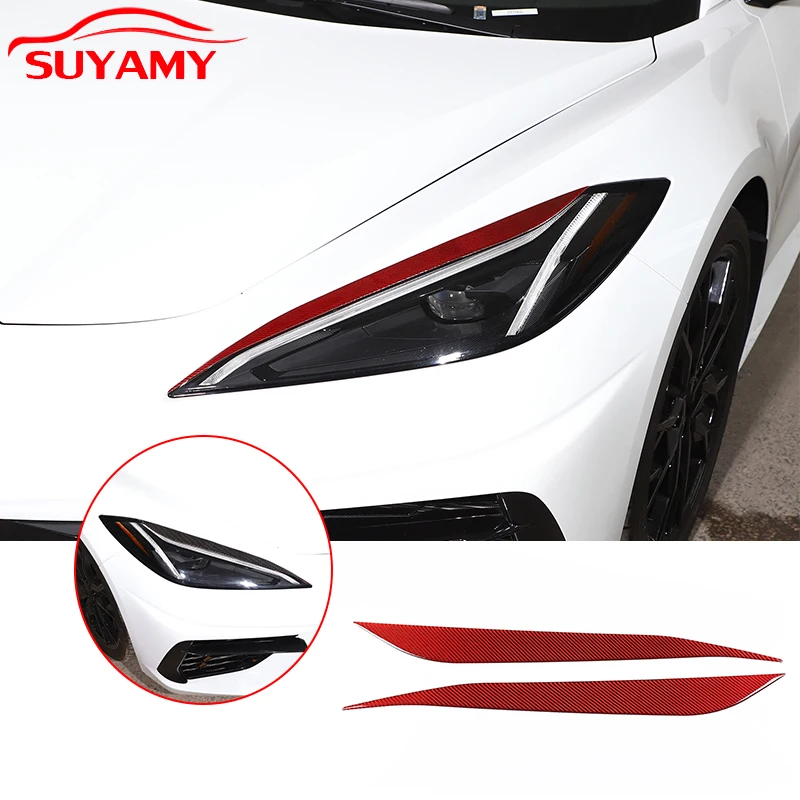 

Soft Carbon Fiber Car Headlights Lamp Brow Trim Stickers For 2020-23 Corvette C8 Stingray Z51 Z06 Car Accessories