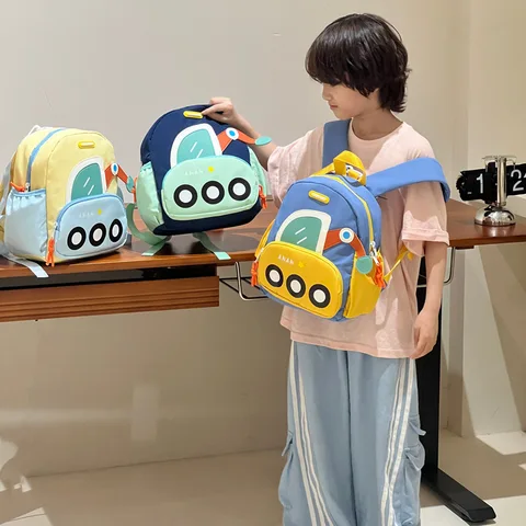 Новый детский сад, ученики начальной школы, анти-потерянная сумка для книг, детский рюкзак с ремнями, милый мультяшный экскаватор, сумка на плечо для мальчиков и девочек