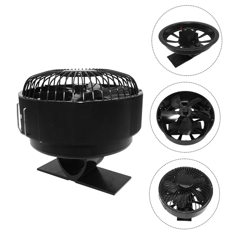 

5 Blades Heat Powered Round Stove Fan Log Wood Burner Quiet Free-Standing Home Fireplace Fan