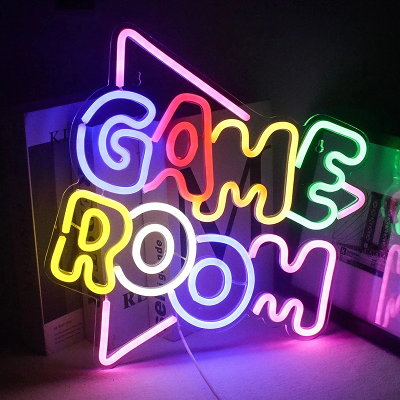 

Игровая комната Gamerneon, большие неоновые вывески, красочные светодиодный ные неоновые огни для настенного декора, USB неоновые огни для игрово...