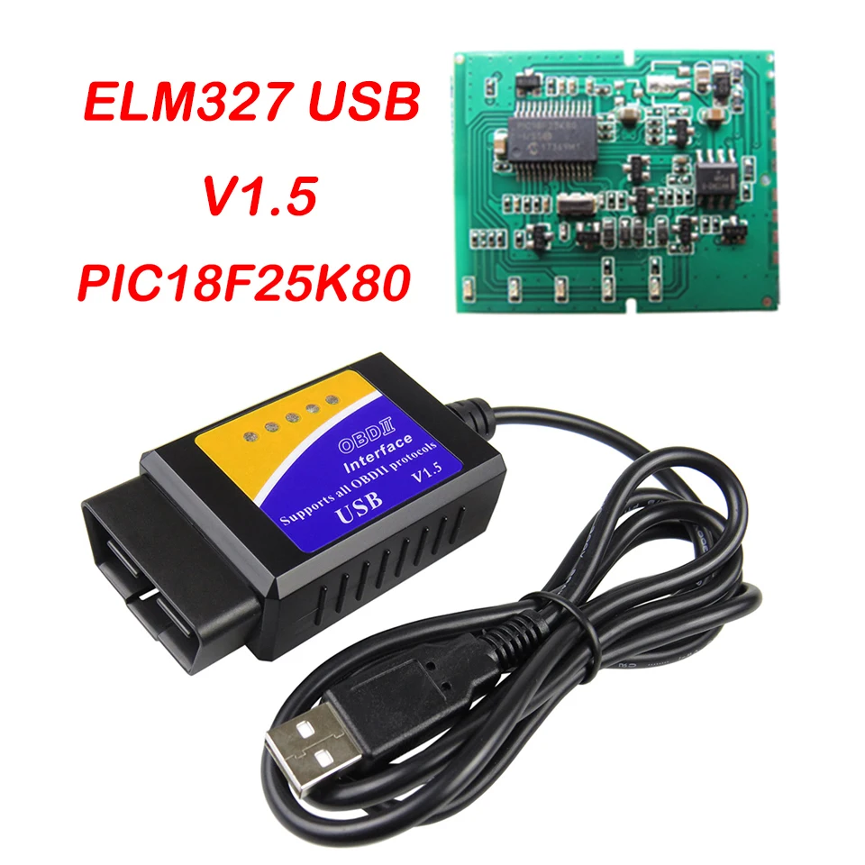 

Obd2 Elm327 V1.5 USB диагностический интерфейс PIC18F25K80 чип ELM 327 в 1,5 OBD 2 OBDII Автомобильный Android Считыватель кодов Сканер автомобильные инструменты