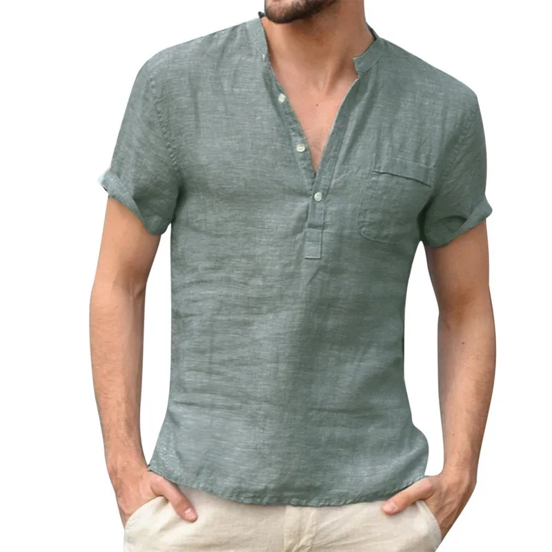 

Wysokiej jakości 2023 nowe męskie T-shirty z wycięciem w szpic i dekoltem męskie jednokolorowe Casual
