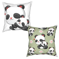 new 2 pack square pillowcase polyester hidden zipper green panda mom and kids rustic bed sofa mothers day childrens day gift