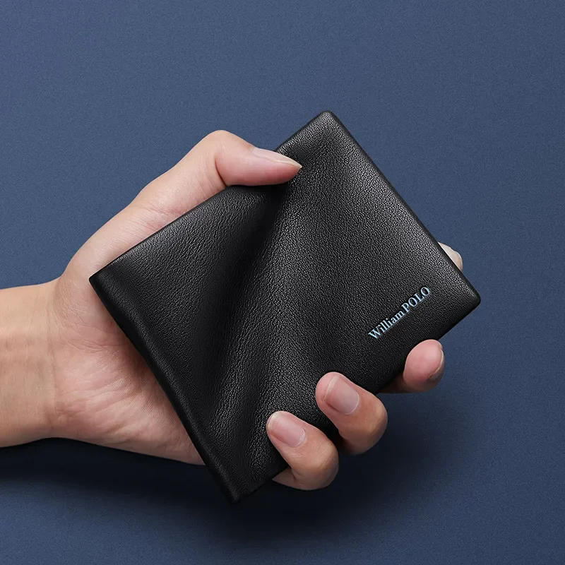 Кошелек мужской кожаный роскошный короткий бумажник большой вместимости зажим