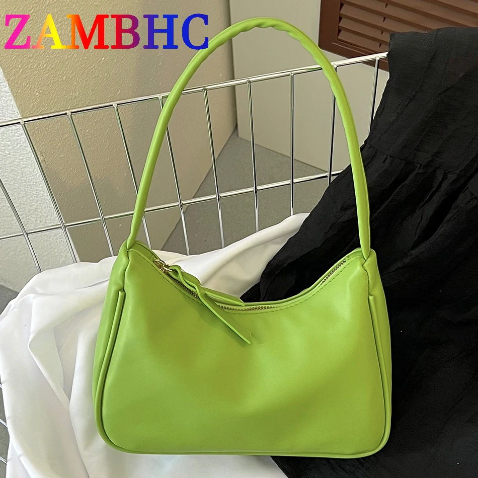 

Simple Summer Female Underarm Bag Candy Color Soft Leather Shoulder Bags for Women 2022 Fashion Travel Ladise Handbags Brand Sac