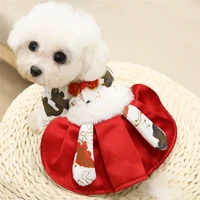 winter chinese new year dog dress pet clothes dog tang suit cheongsam cat puppy costume skirt wedding dresses small dog outfit