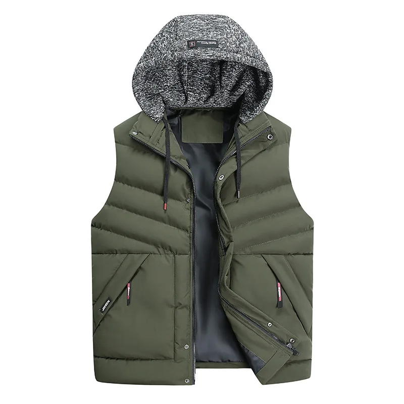

Large Size 3XL-7XL Autumn Winter Hooded Vest Men Casual Thick Warm Cotton Padded Sleeveless Jacket Men Outdoor Waistcoat For Men