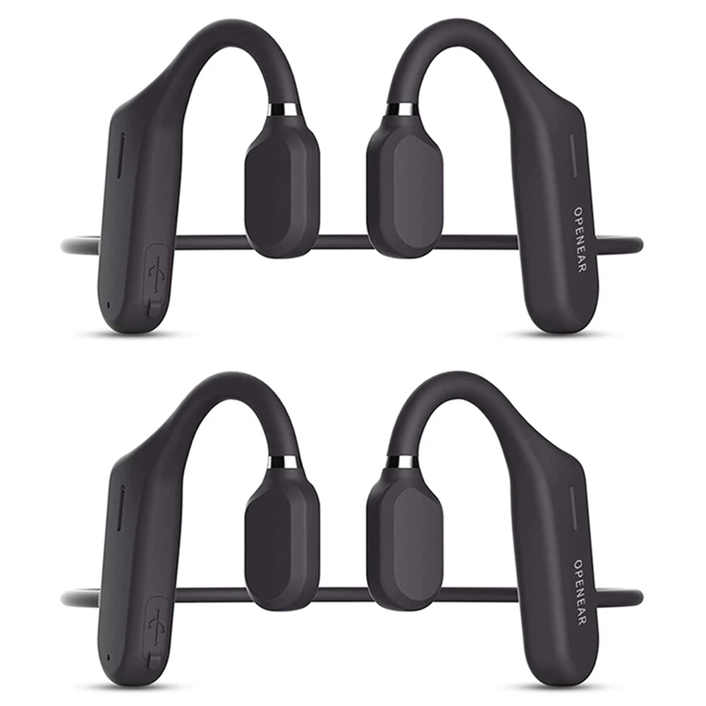 

2X Bone Conduction Headphones Bluetooth 5.0 Wireless Bluetooth Headset Ipx6 Waterproof Sport Earphones for Running-Black