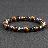 beads bracelets natural sandstone men braded bracelet elastic yoga healing tiger eye stone bangles for women couple jewelry gift