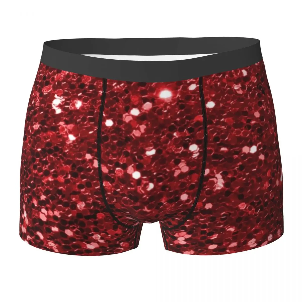 אדום תחתוני פאייטים הנוצץ בלינג הדפסת איש מכנסיים למתוח Boxershorts חם מודפס גדול גודל תחתונים