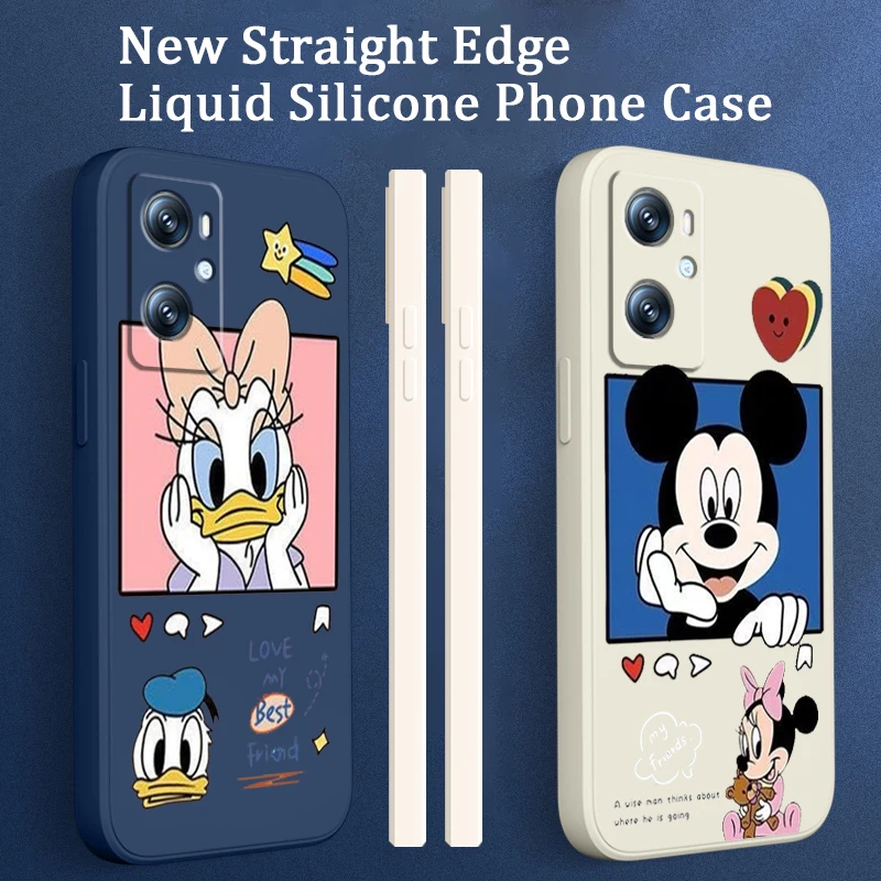 

Disney Mickey Donald Duck Phone Case For OPPO A96 A94 A93 A77 A76 A74 A72 A57 A53S A16 A9 Find X5 X3 Lite F21 5G Liquid Rope