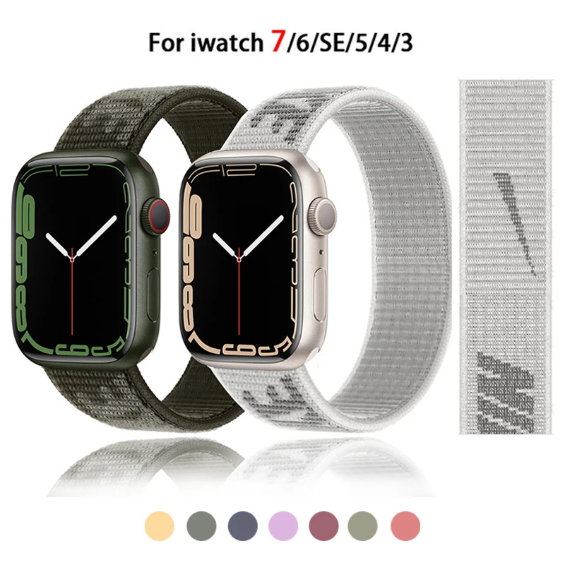 

Nylon Loop Strap for Apple watch band 44mm 40mm 45mm 41mm 38mm 42mm 44 mm bracelet correa Watchband iWatch Serie 3 5 6 se 7 band