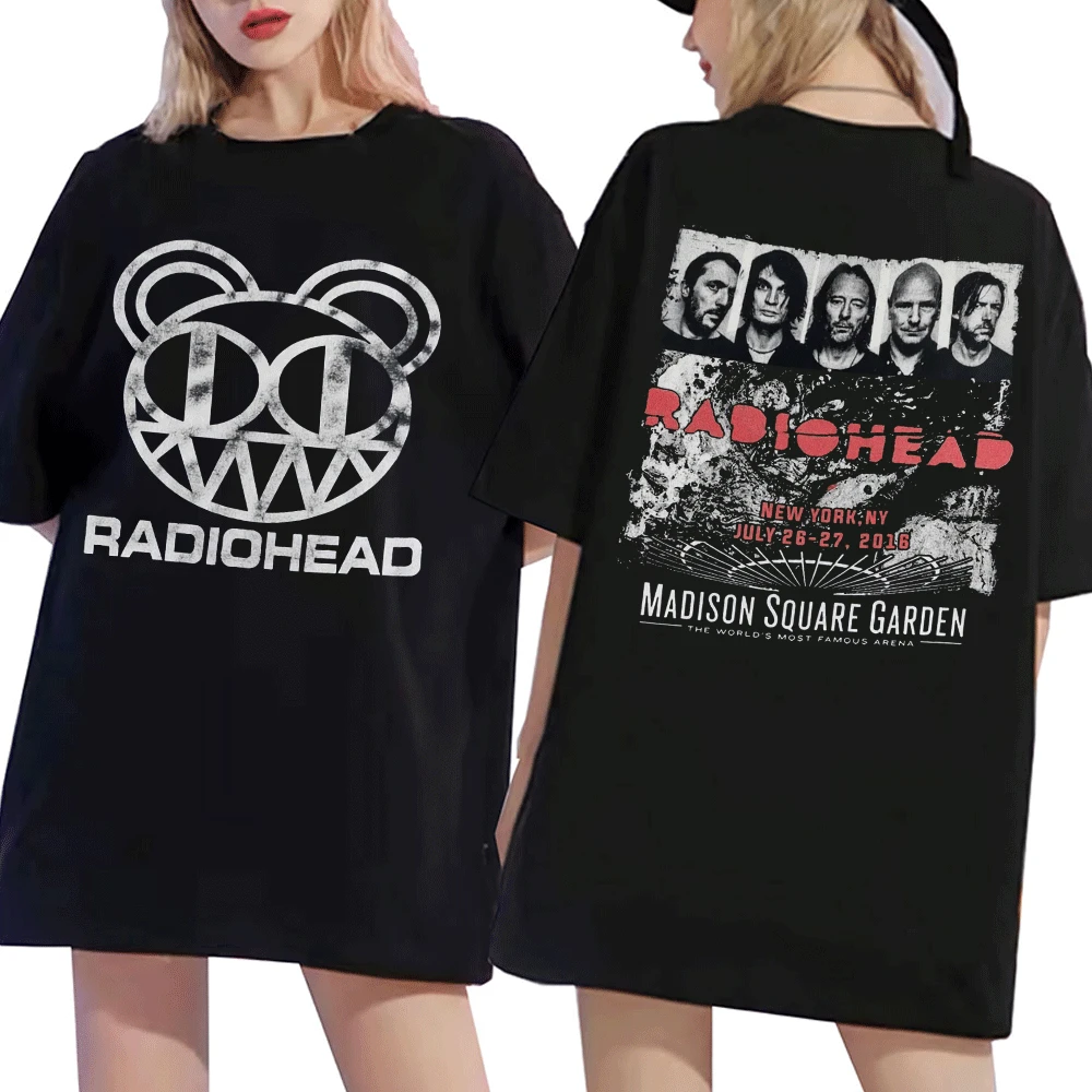 

Radiohead Vintage Print T Shirt Men Oversized Cotton T-shirt Hip Hop Line Up New York Tour Rock Band Music Album Tee Shirt Tops
