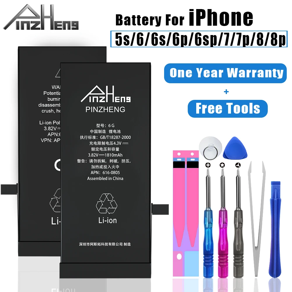 

PINZHENG реальная емкость батареи для iPhone 5S 6 6S 7 8 Plus Замена батареи для iPhone 5S 6G 6S 7G 8G Plus