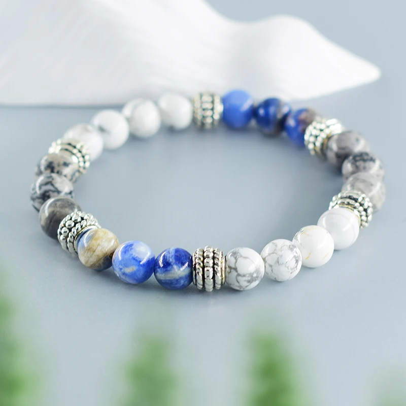 Тройная защита для мужчин и женщин, карта Howlite, камень Obisidian, бусины, ювелирные изделия, подарок для детей, оптовая продажа