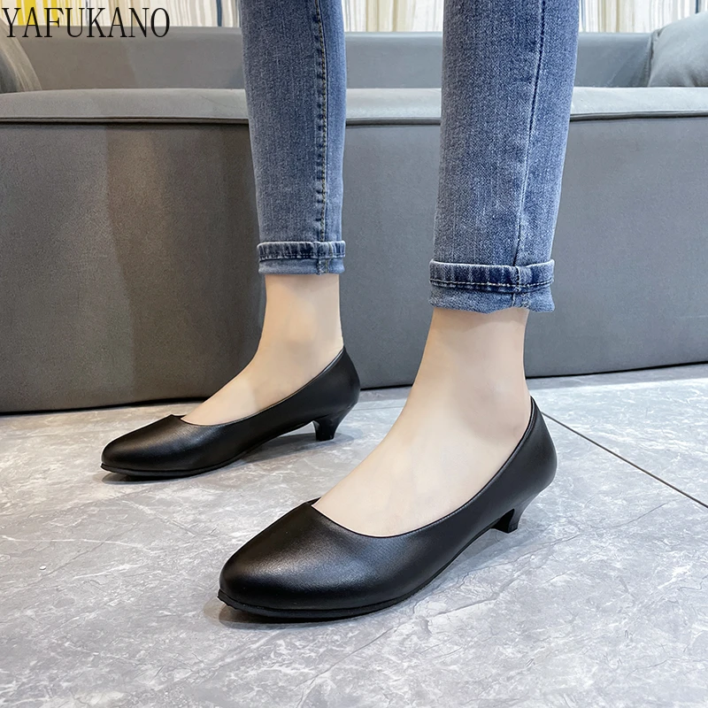 

Simple Fashion Casual Single Shoes Thick Heel Mid Heel Shallow Mouth Round Toe Work Shoes Classic Basic High Heels career pumps