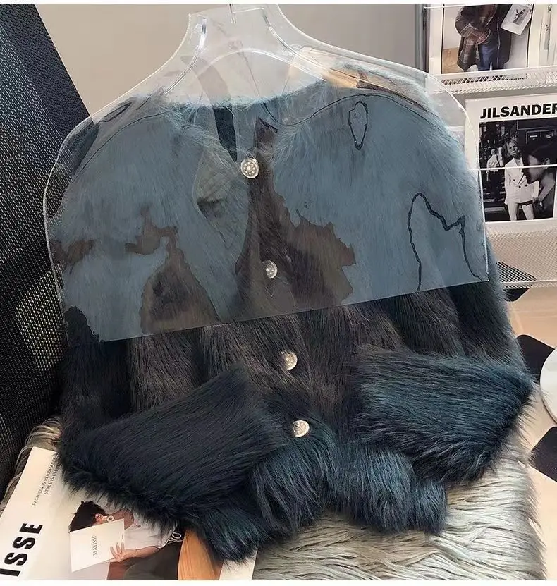 Женский укороченный кардиган из искусственного норкового кашемира