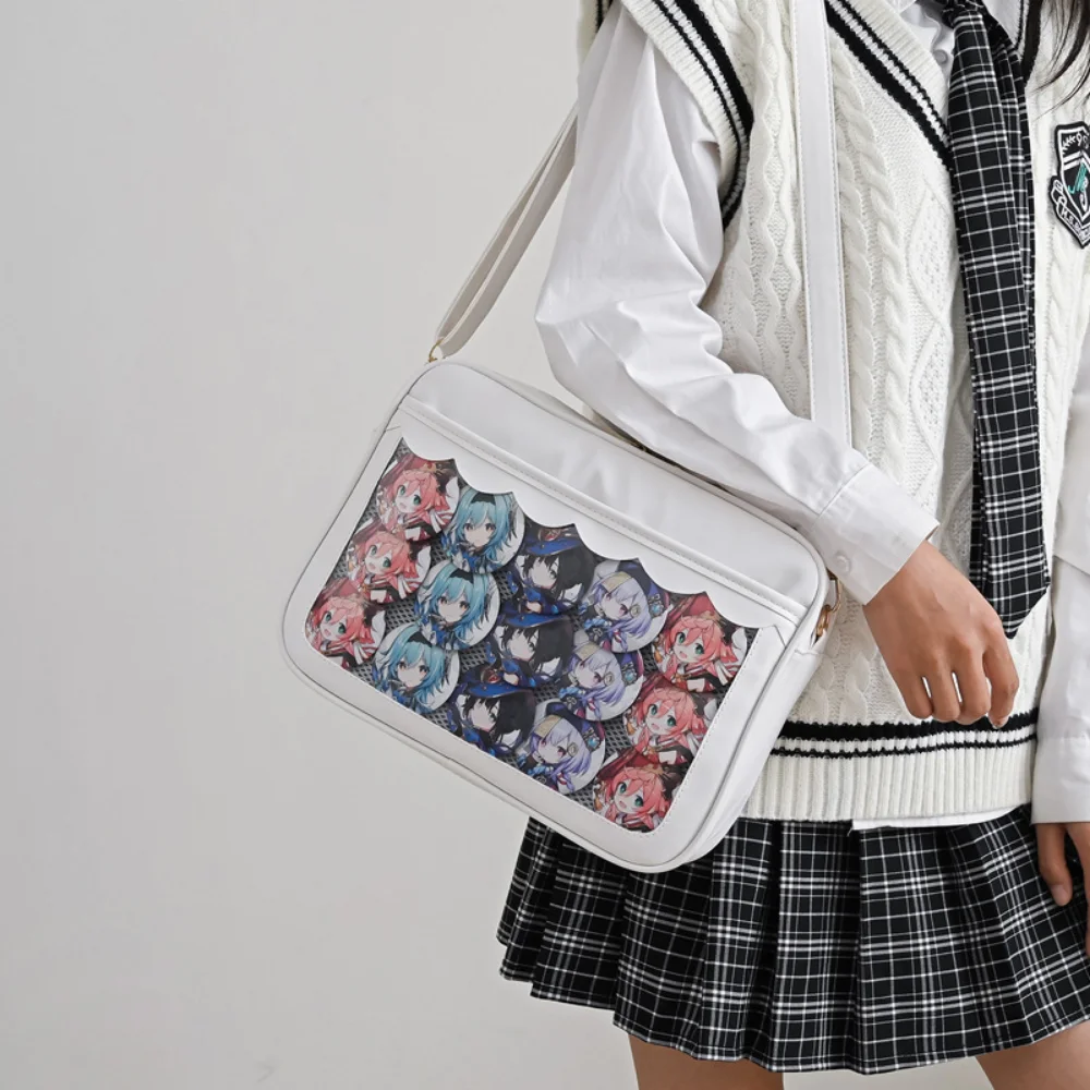 Fashon PU Leather Ita Bag Women Kawaii Transparent Pocket Itabag High School Student Girls Uniform JK Crossbody Bags Harajuku