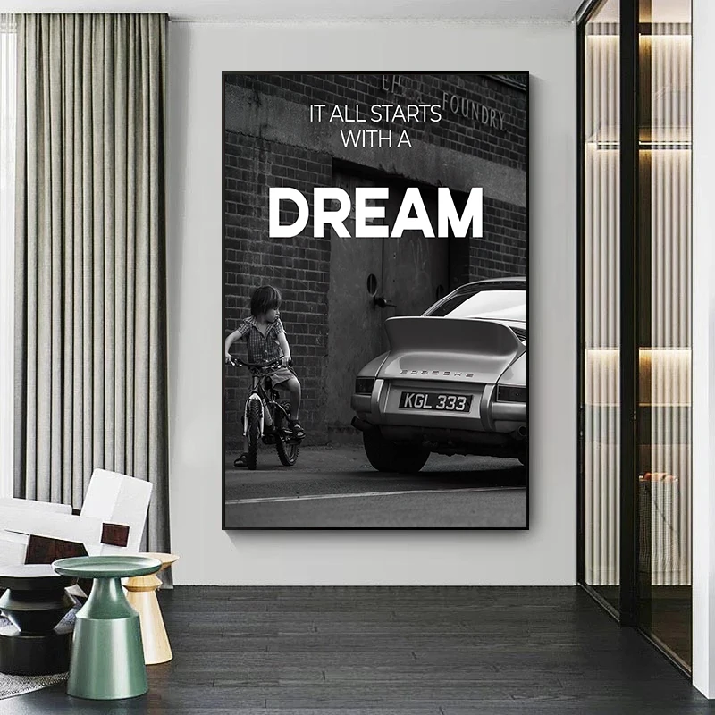 Мотивационные картины «One Dream and 1%» для предпринимателей, холст Qoutes, картина, плакат, Вдохновляющие настенные картины, офисное настенное украшение