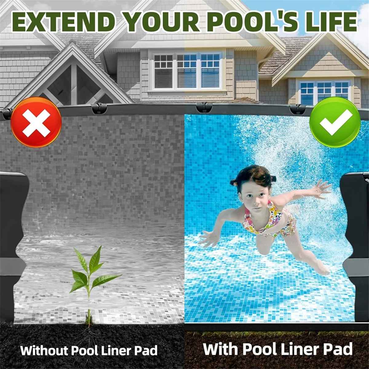 15-футовая подкладка для бассейна надземного Защищает вкладыш от камней корней