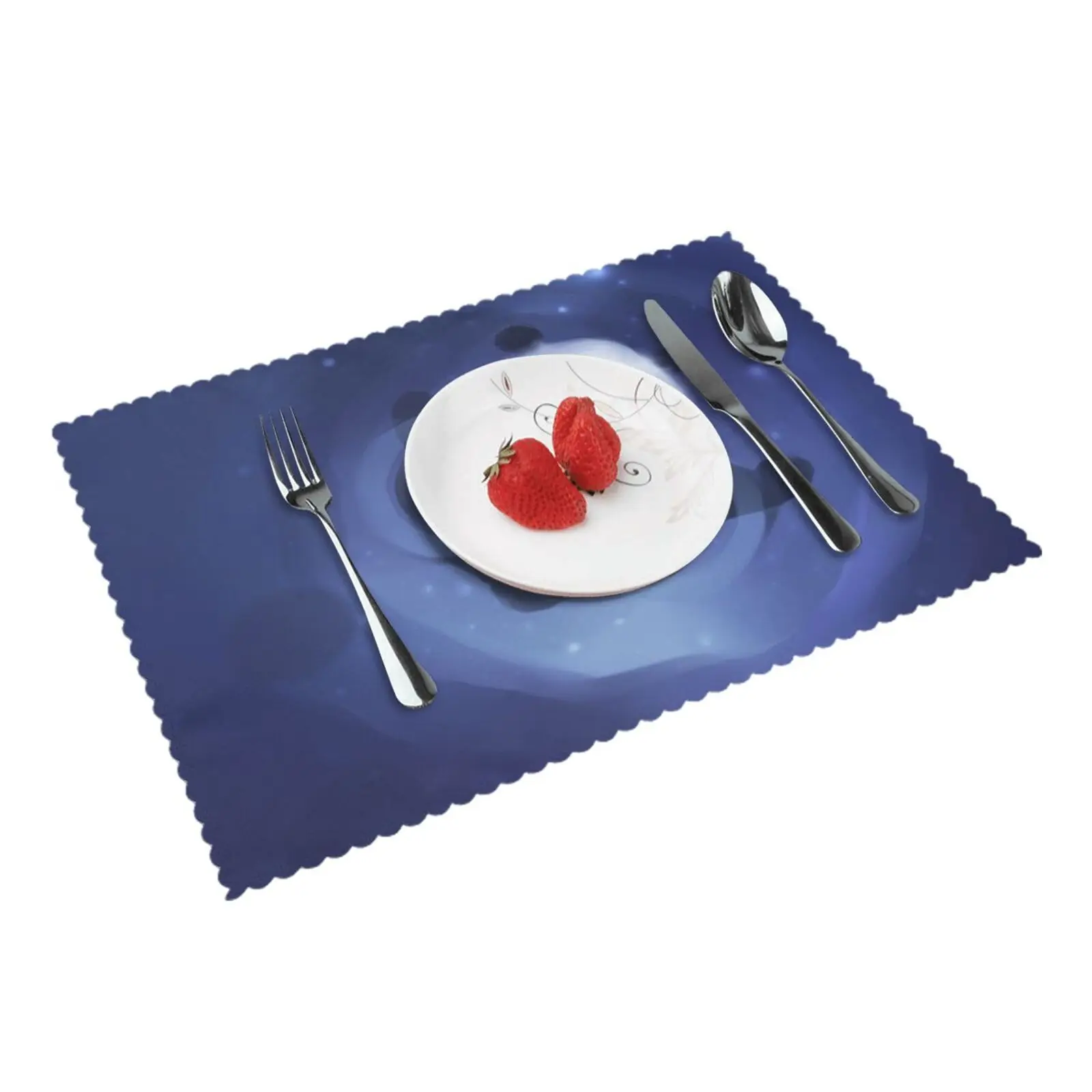 

Dark Blue Panda Placemats for Table Kitchen Accessories Polyester Ingle Sside Printed 12x18 Inch Heat Resistance Set of 4