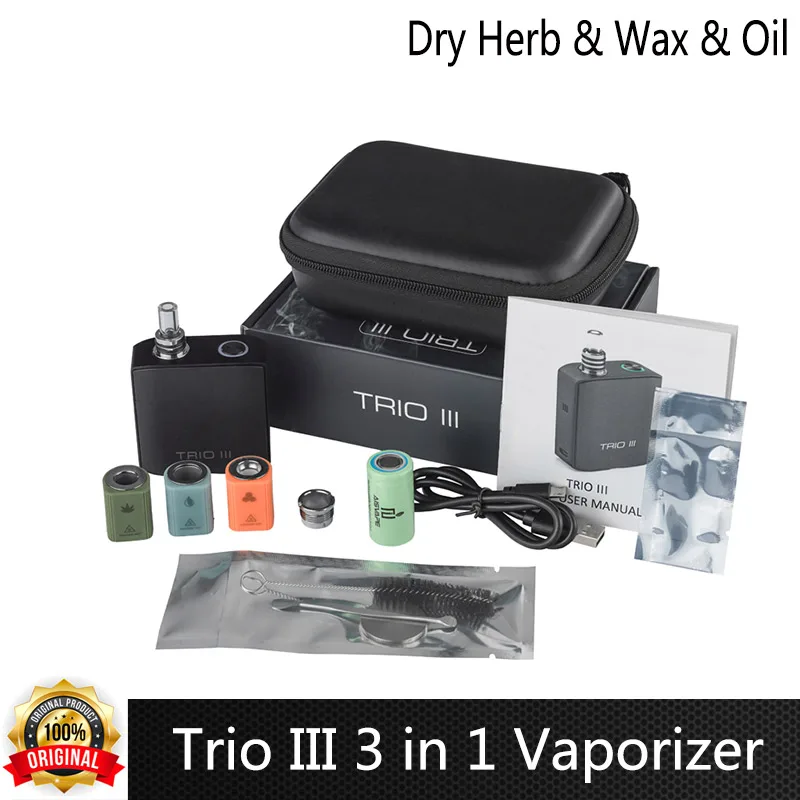 

Original Trio III 3-in-1 Vaporizer Wax & Dry Herb & 510 Cartridge 900mAh 18350 Battery With Hookah Tube Electronic Cigarette