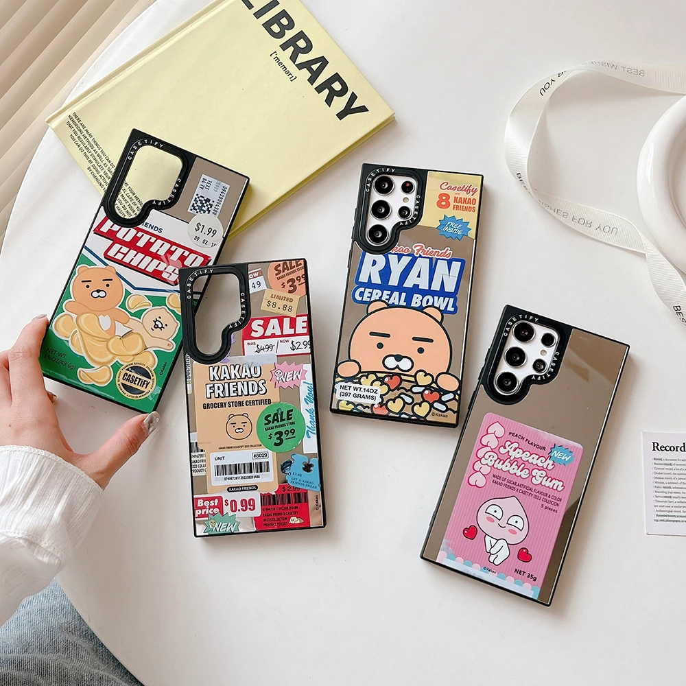 

Cartoon Cute Bear Friends Mirror Phone Case For Samsung Galaxy S22 S21 S23 Plus S20 S23 Ultra 5G Couple Anti-drop Cover Fundas