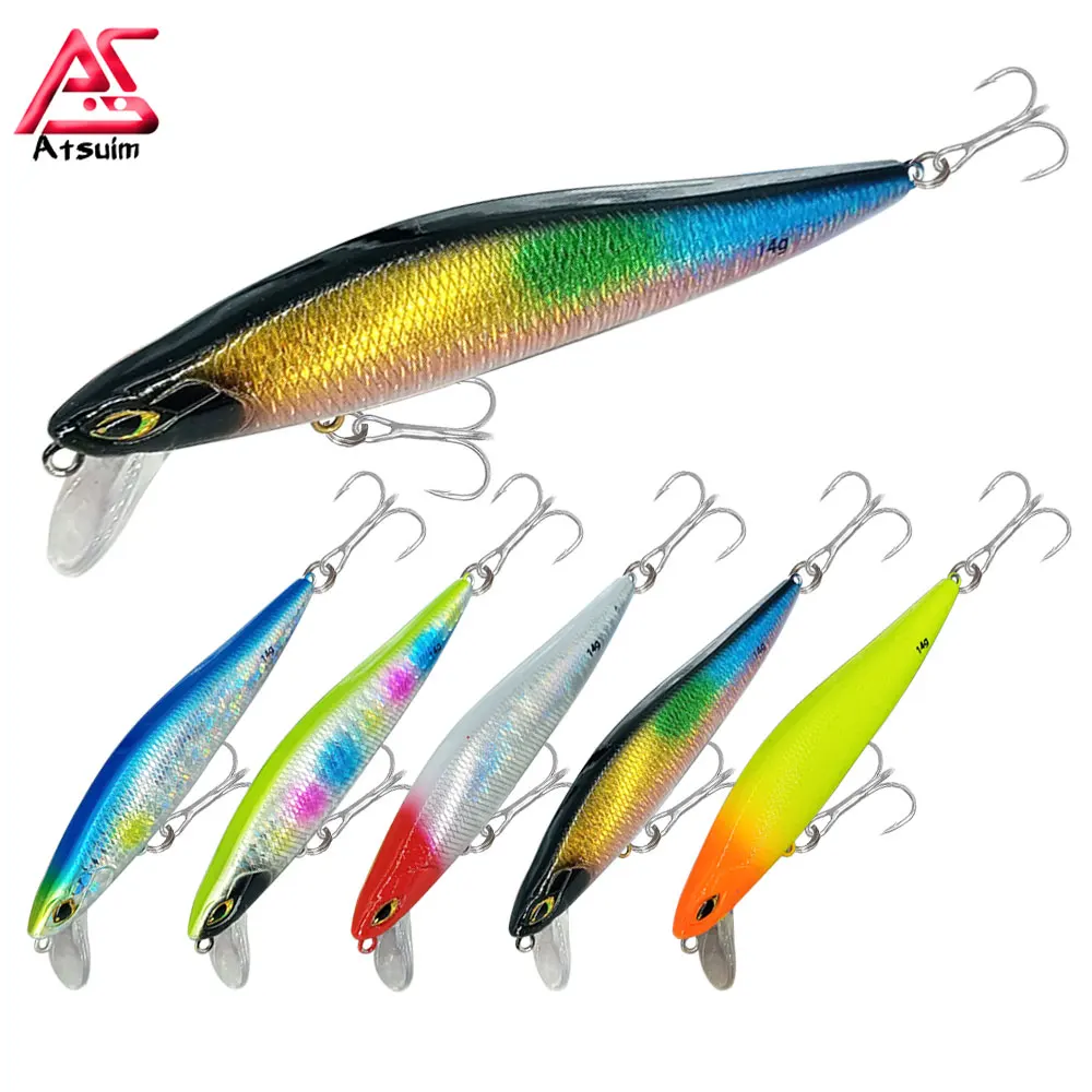 

AS Sinking Wobbler Minnow Fishing Lure 5g7g10g14g Topwater 3D Eye Treble Hooks Hard Crankbait Floating Tackle Pesca Swim Bait