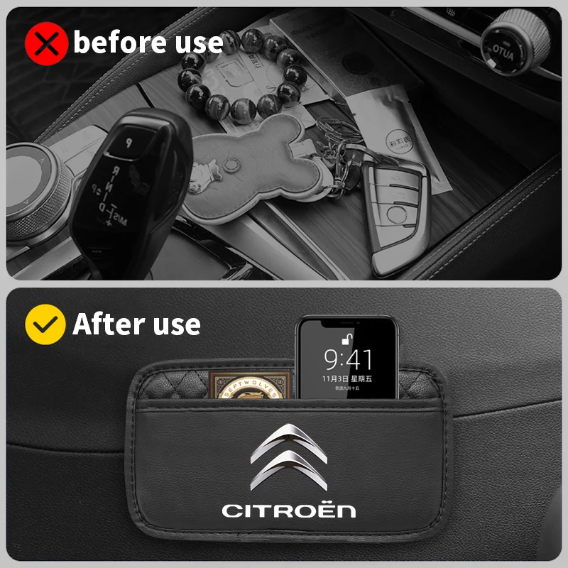 

Car Storage Pocket Leather Seat Back Bag Accessories For Citroen C4 C3 C2 C5 Picasso Cactus Elysee C1 C6 C8 CL4 VTS DS3 DS4 DS5