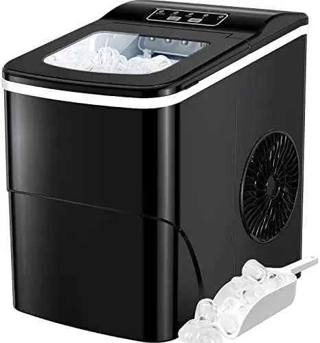 

Maker Machine for Countertop, 9 Ice Cubes Ready in 6 Minutes, 26lbs in 24Hrs Portable Ice Maker Machine Self-Cleaning, 2 Sizes