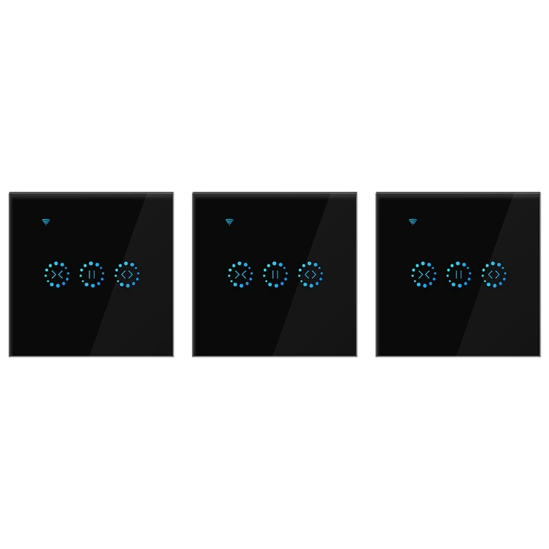 

3X App Wifi Press Switch Roller Shutter Switch Blinds Curtain Switch Alexa -Black