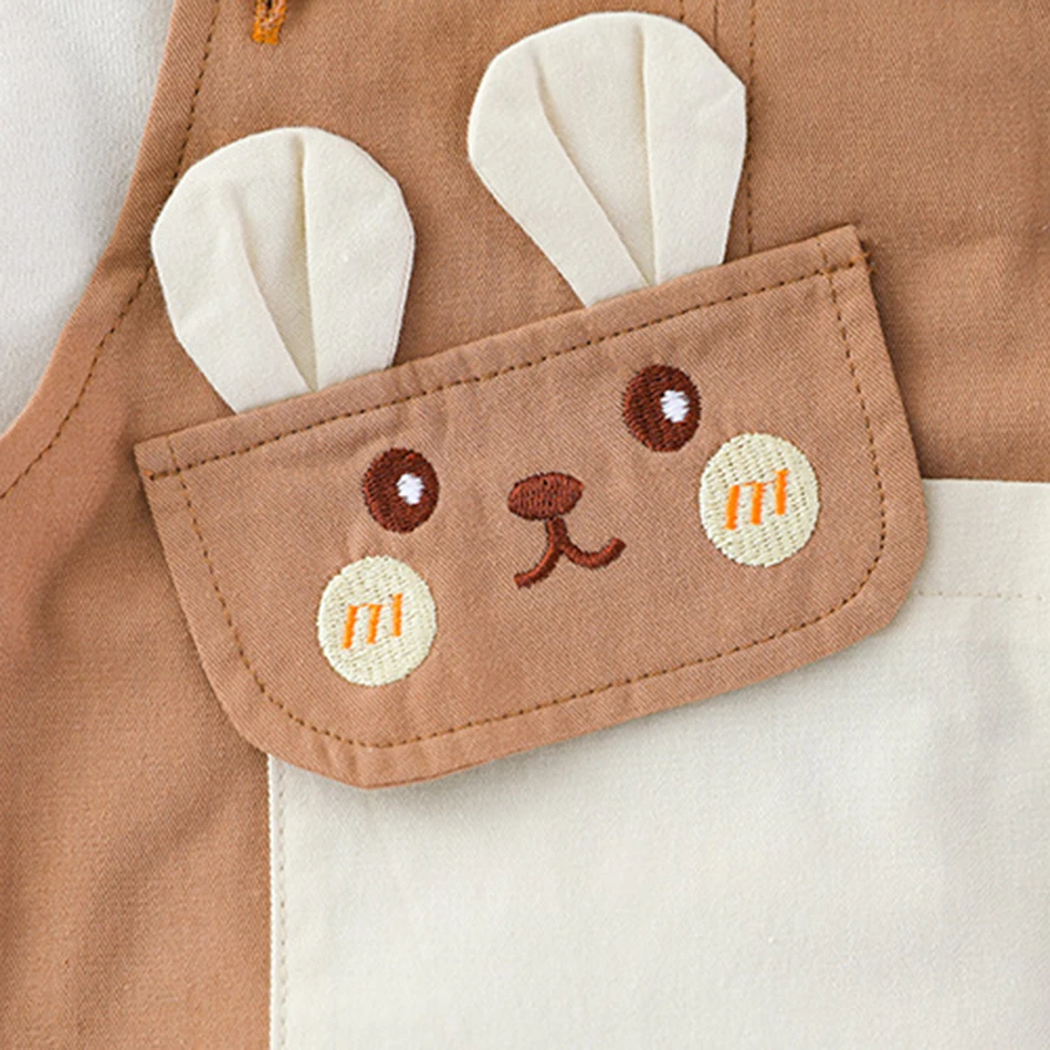 Cute Rabbit Overalls Girls Clothing Two-piece set + Baby Girl clothes Autumn Short-Sleeve Denim Overalls Suit Solid Color Shirt