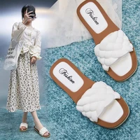 2022 summer slippers women outdoor sandal flip flops outer wear simple square head fashion flat bottom sandals sandalias mujer