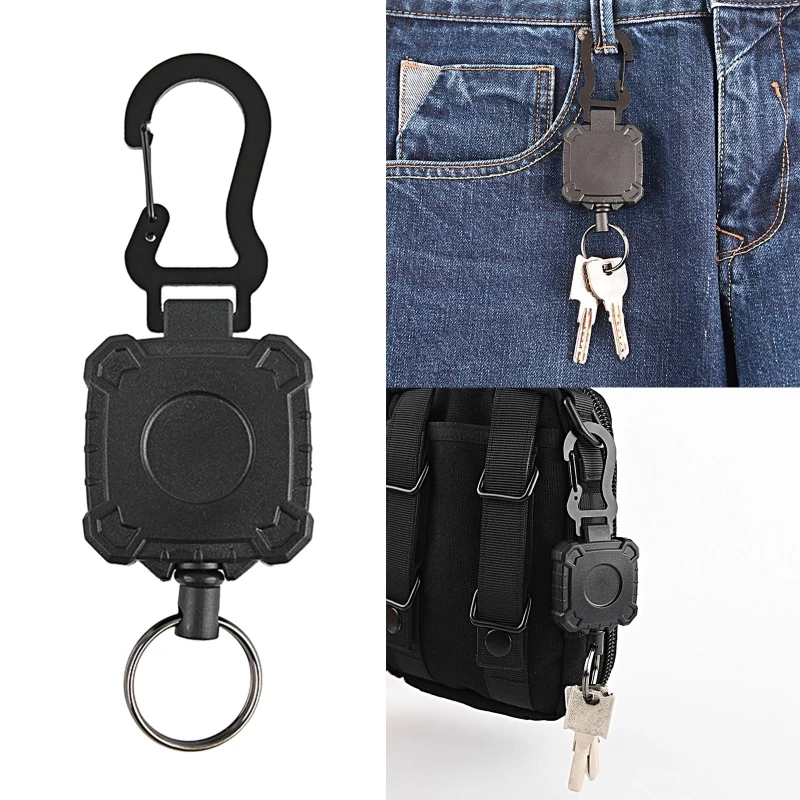 

ABS Plastic Retractable Badge Holder Reel, Heavy Duty ID Badge Key Holder Clip, Retractable Key Chain, Durable Wire Rope