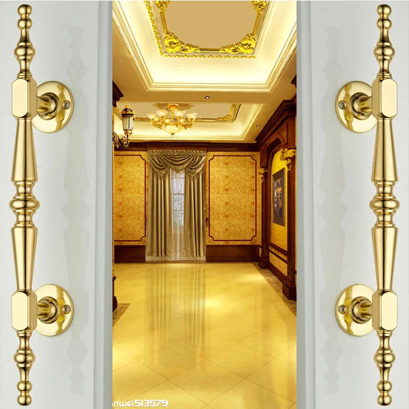 

Европейская Золотая цельная деревянная дверь, раздвижная дверь, гардеробная, металлический дизайн