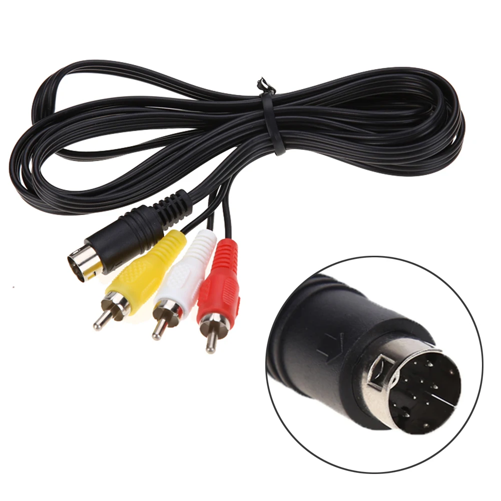 

3RCA 1.8 m 9 pin Audio Video AV Cable for Sega Genesis 2 3 Game A/V Connection Adapter Cord Wire For SEGA Genesis Black