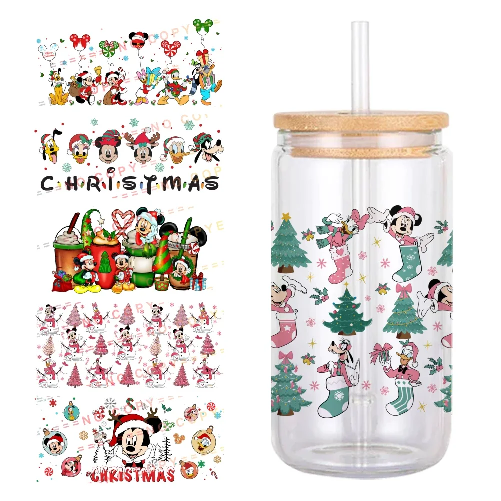 Disney Рождество Микки друг дизайн УФ DTF печатная оберточная наклейка для чашки
