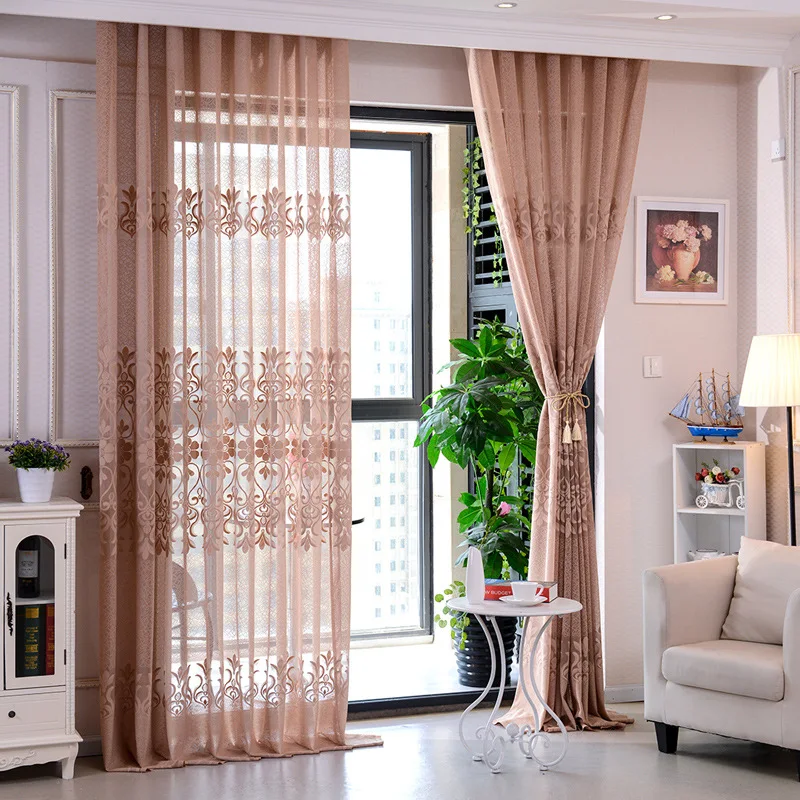 

Lace Jacquard Embroidered Tulle Curtain for Living Room Bedroom Window Backdrop Screens High-end Balcony Curtains