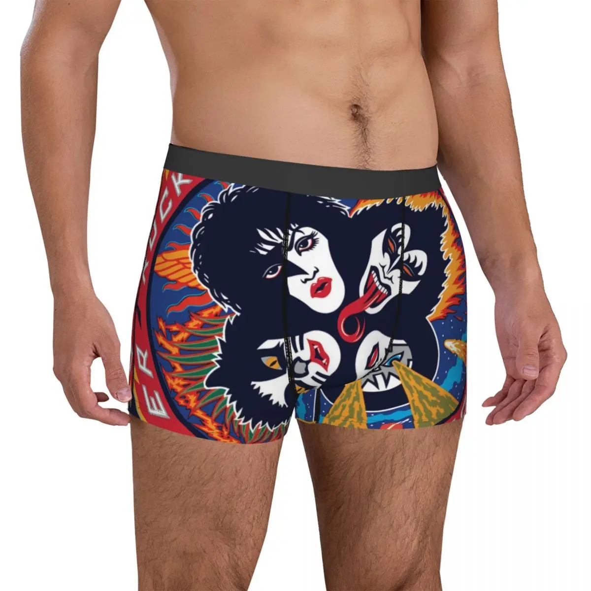 

Kiss Band Underwear Kiss Band Fans Man Underpants Print Elastic Boxer Shorts High Quality Boxer Brief Plus Size