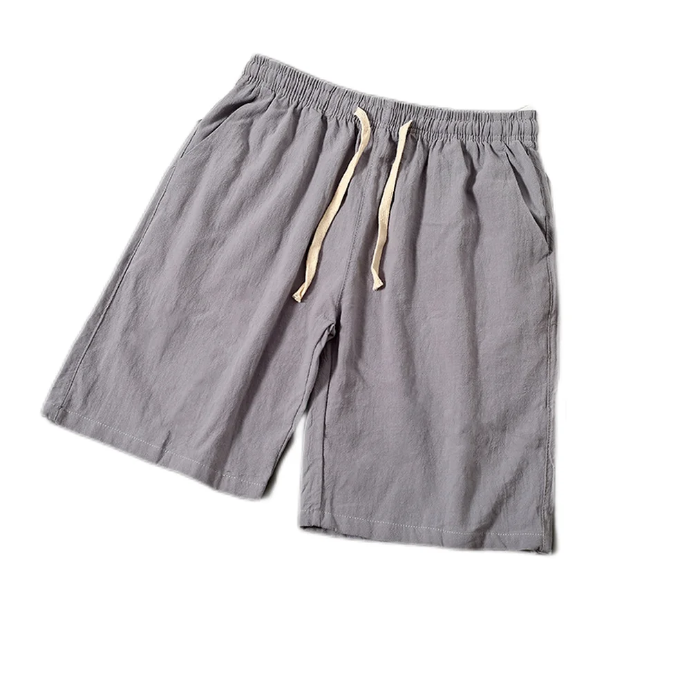 

Men's Shorts Cotton Linen Beach Pants Solid Color Linen Stall Five Points Beach Shorts Fashion Casual Pants Wholesale Men Shorts