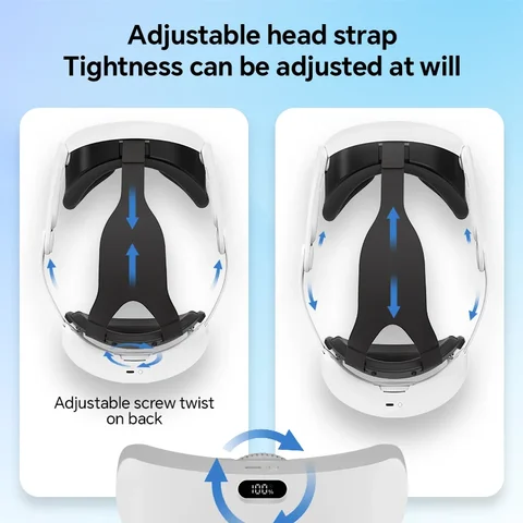 Головной ремень Hibloks 6000 мАч для аккумулятора Meta Quest 3, Регулируемый головной ремень со встроенной зарядкой для наушников Qculus Quest 3, аксессуары