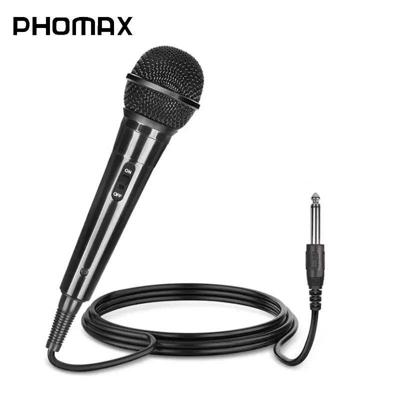 

Проводной динамический микрофон PHOMAX с разъемом 6,5 мм, профессиональный ручной микрофон С Подавлением Шума для караоке, компьютера, динамика...