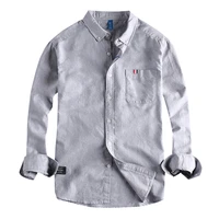 hong kong style japanese washed oxford long sleeved shirt mens solid color simple versatile top