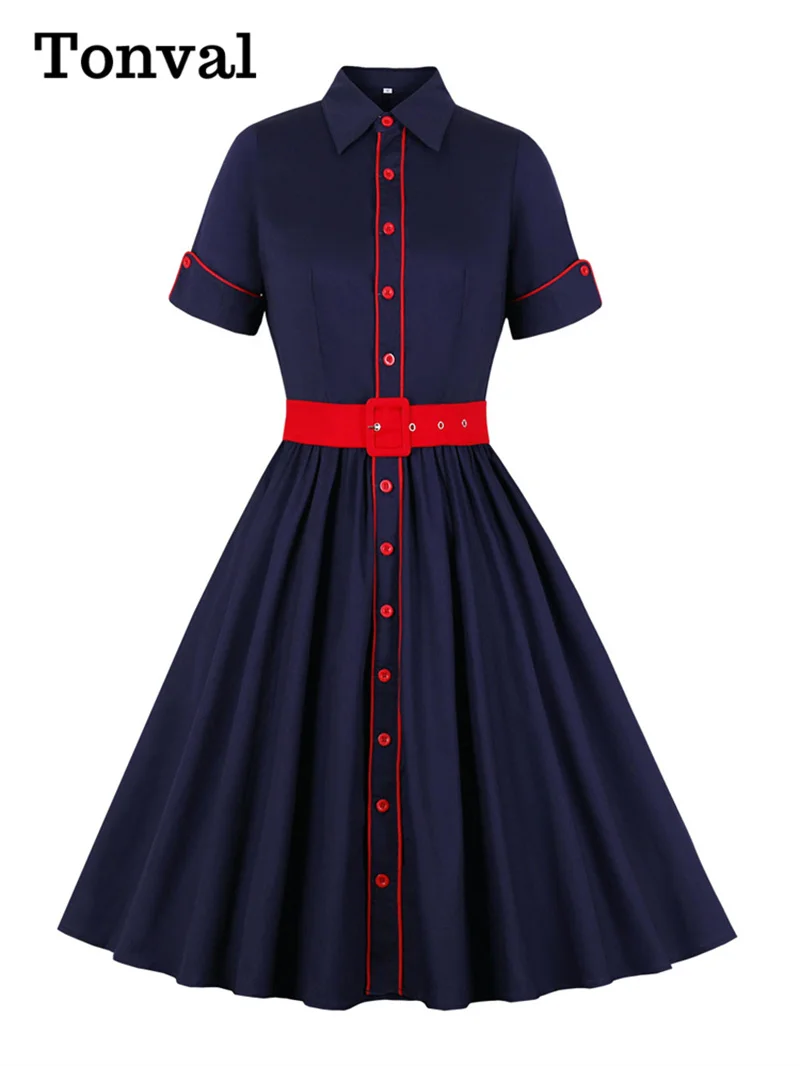 Тонвал одежда с отложным воротником на пуговицах рокабилли Ретро стиль 50-х