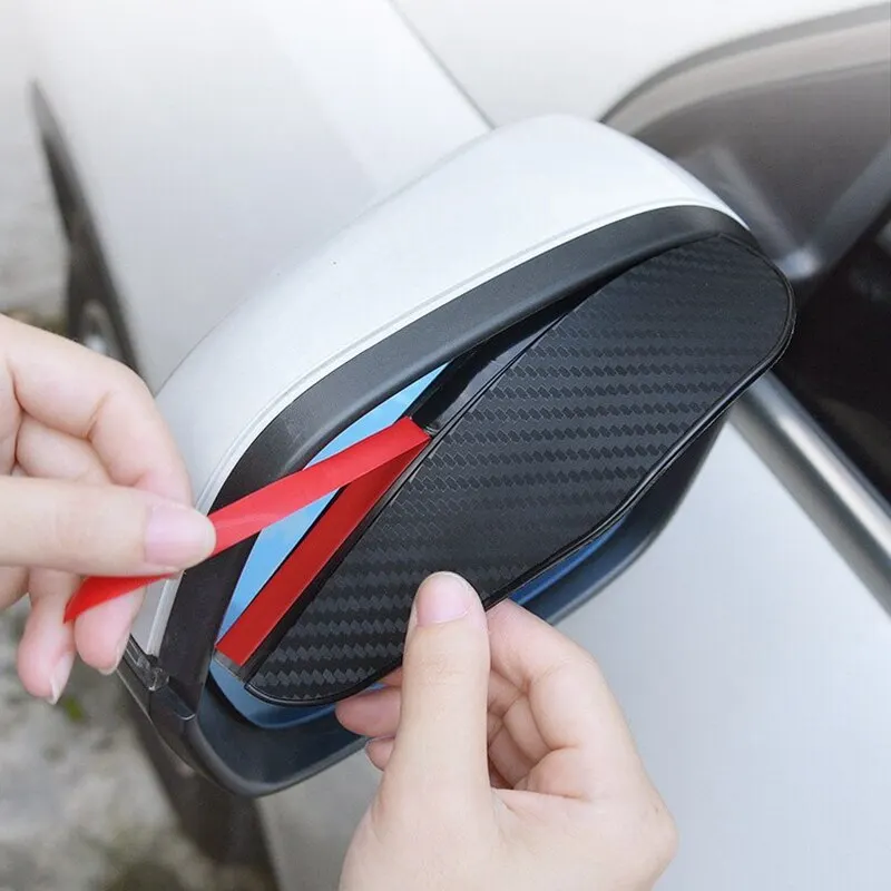 

2PCS Car Rear View Mirror Rain Eyebrow Pattern Carbon Fiber Universal Car Rain Shield Rain Reversing Mirror Rain Shield