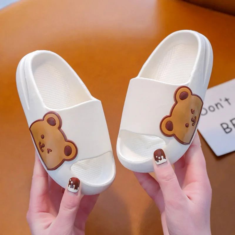 Children Slippers Cartoon Bear Home Shoes For Boy Girls Summer Flat Heel Soft Eva House Slippers Beach Child Kids Baby Slides