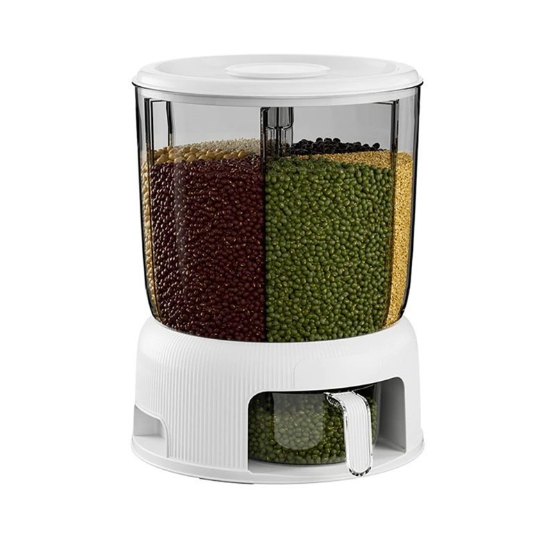 

Kitchen Plastic Sealed Rotating Rice Bucket Moistureproof Insectproof Grain Tank Compartment Classification Box